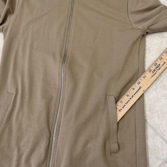 ASOS Long Full Zip Cotton Boyfriend Cardigan women’s M Tan V-Neck Pockets - Picture 7 of 11